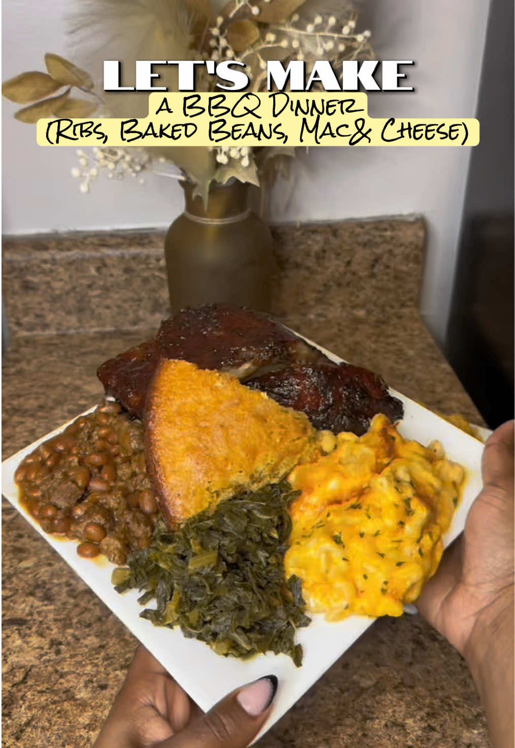 BBQ Dinner: Ribs, Mac & Cheese, and Baked Beans